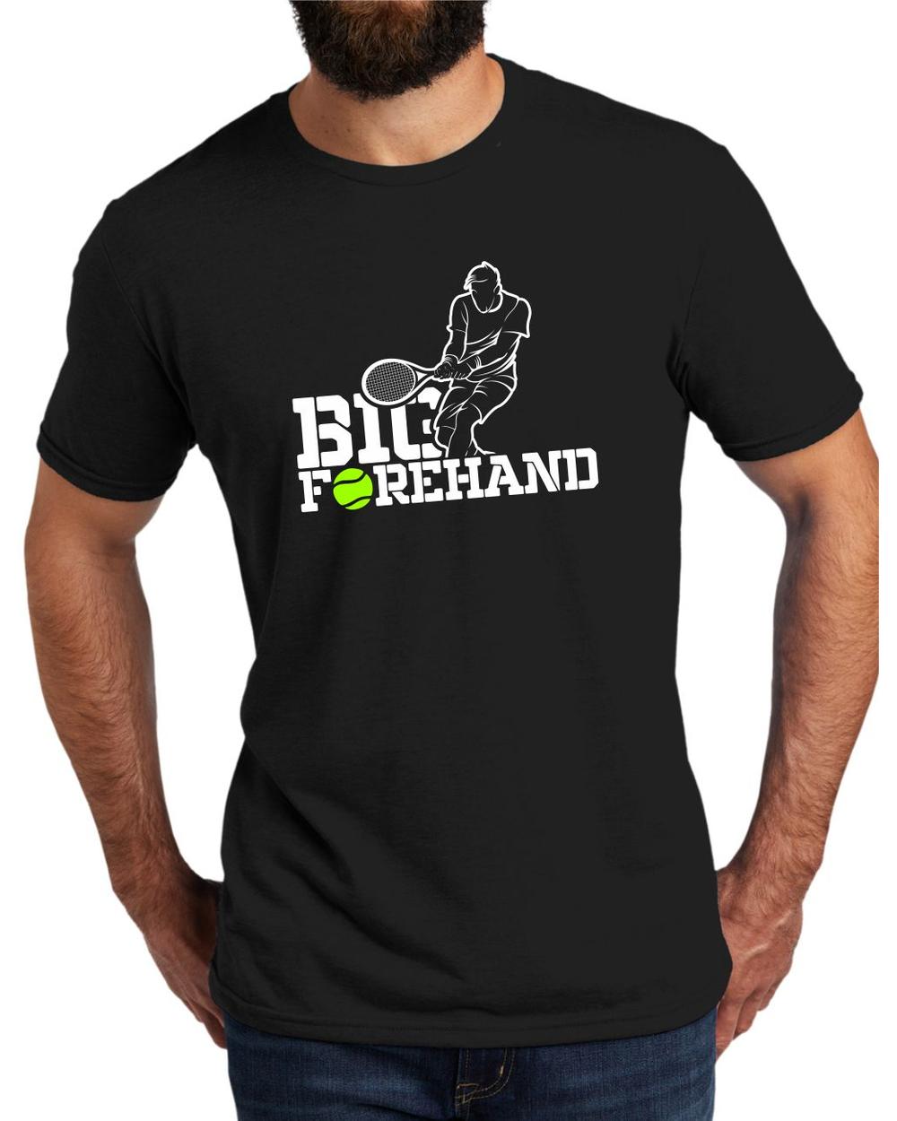 BMT Men's Tri-Blend Big Forehand Tennis LifeStyle T-Shirt, color: Deep Black