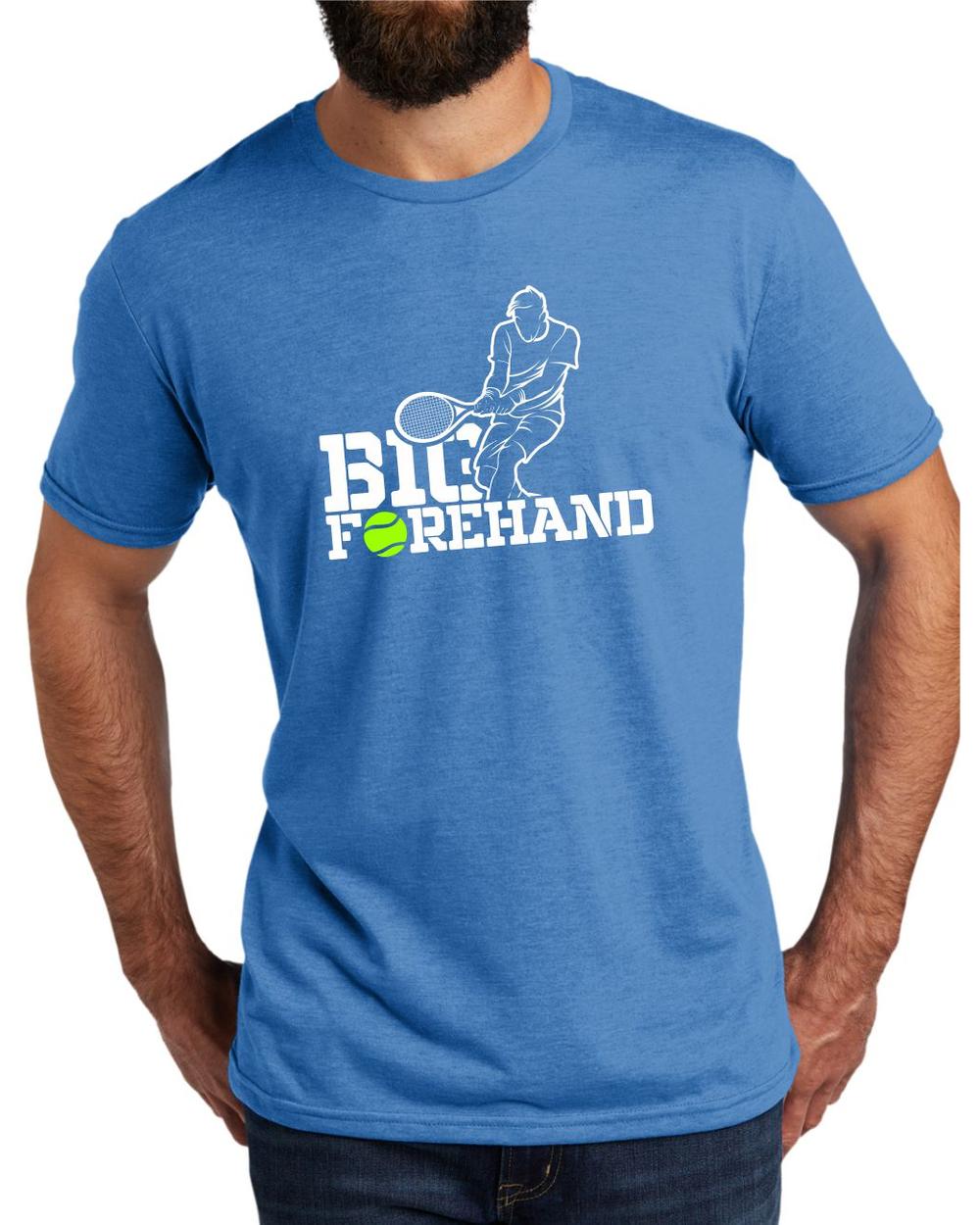 BMT Men's Tri-Blend Big Forehand Tennis LifeStyle T-Shirt, color: Azure Blue