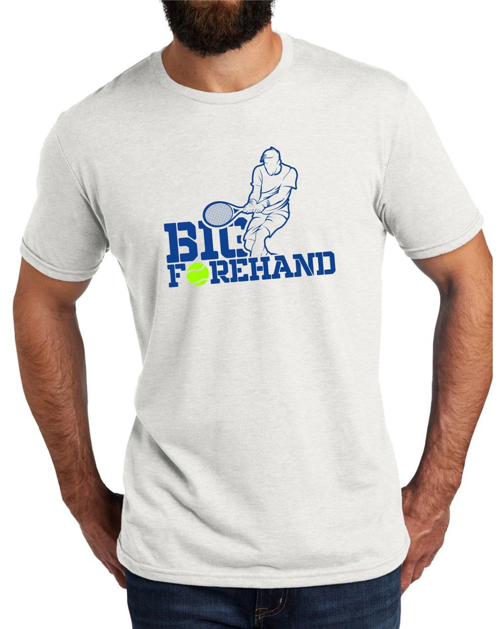 BMT Men's Tri-Blend Big Forehand Tennis LifeStyle T-Shirt, color: Fairly White