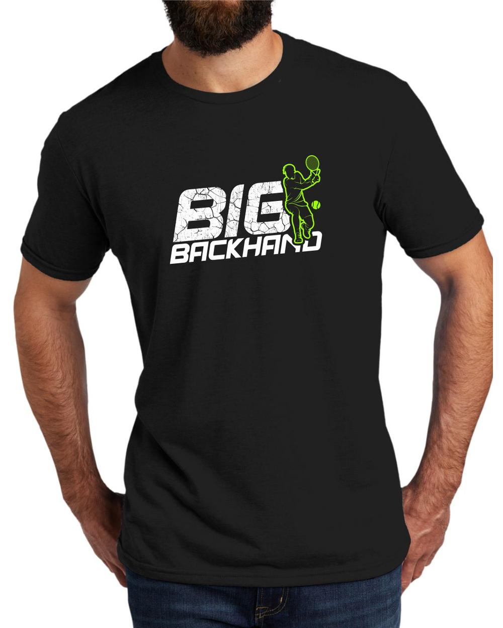AL2004T16 Men's Tri-Blend Big Backhand Tennis LifeStyle T-Shirt, color: Deep Black