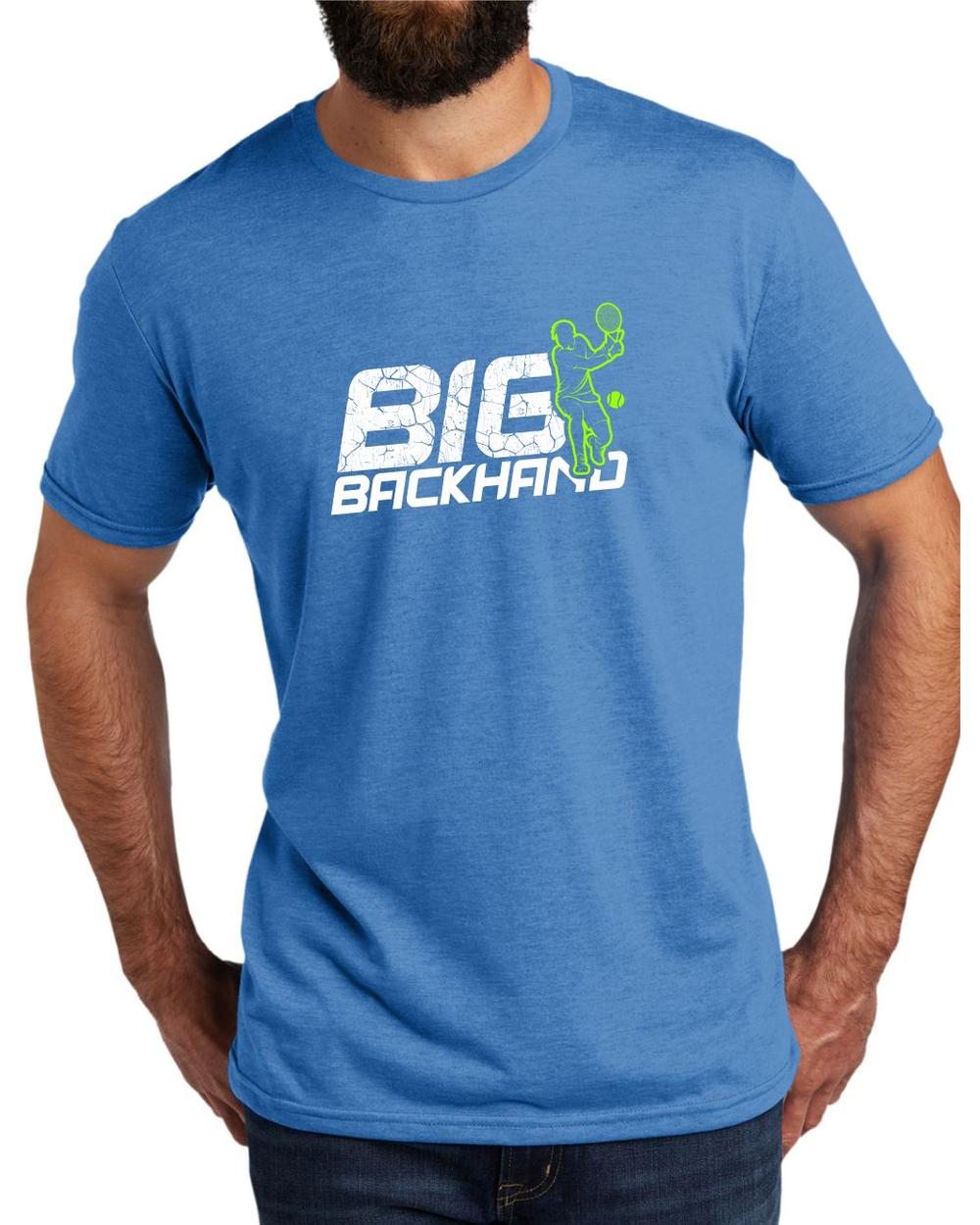 AL2004T16 Men's Tri-Blend Big Backhand Tennis LifeStyle T-Shirt, color: Azure Blue