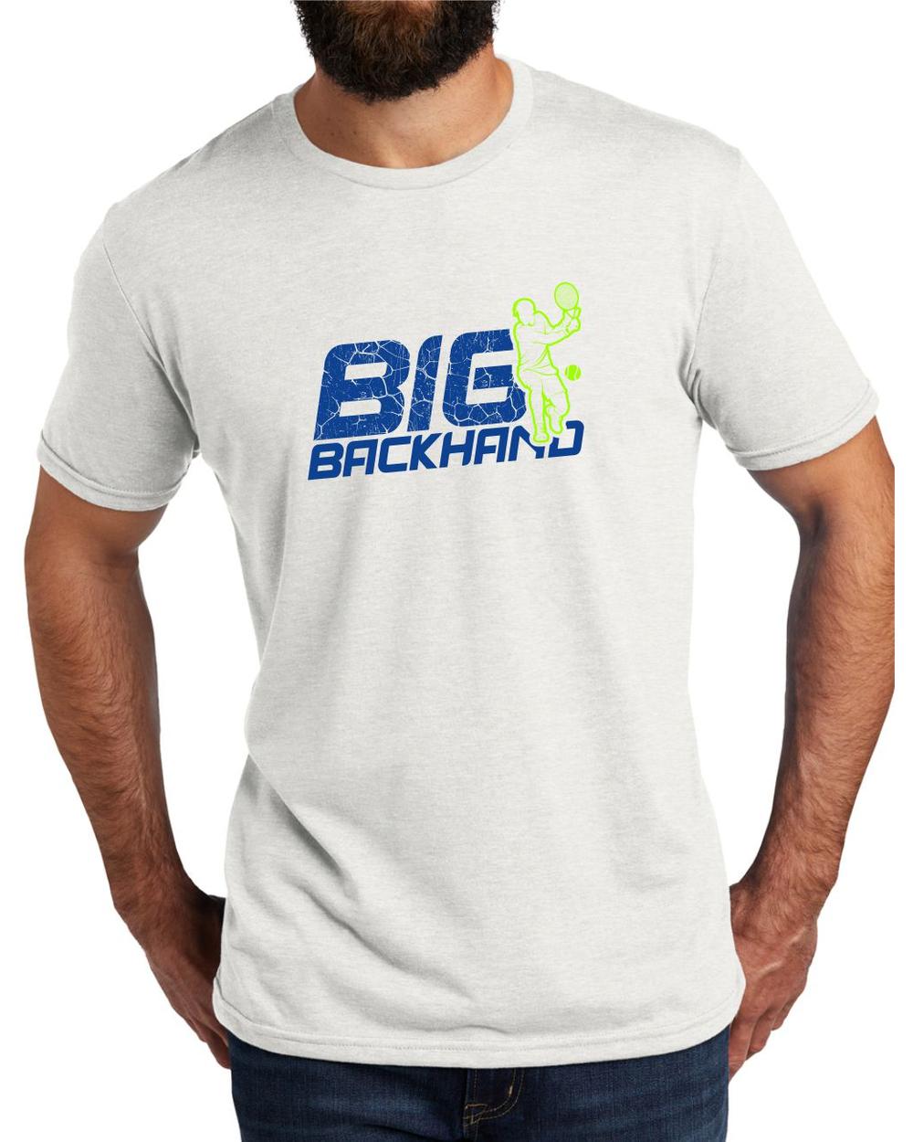 AL2004T16 Men's Tri-Blend Big Backhand Tennis LifeStyle T-Shirt, color: Fairly White
