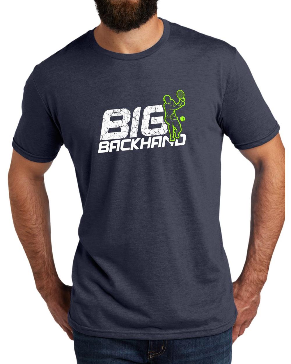 AL2004T16 Men's Tri-Blend Big Backhand Tennis LifeStyle T-Shirt, color: Rebel Blue