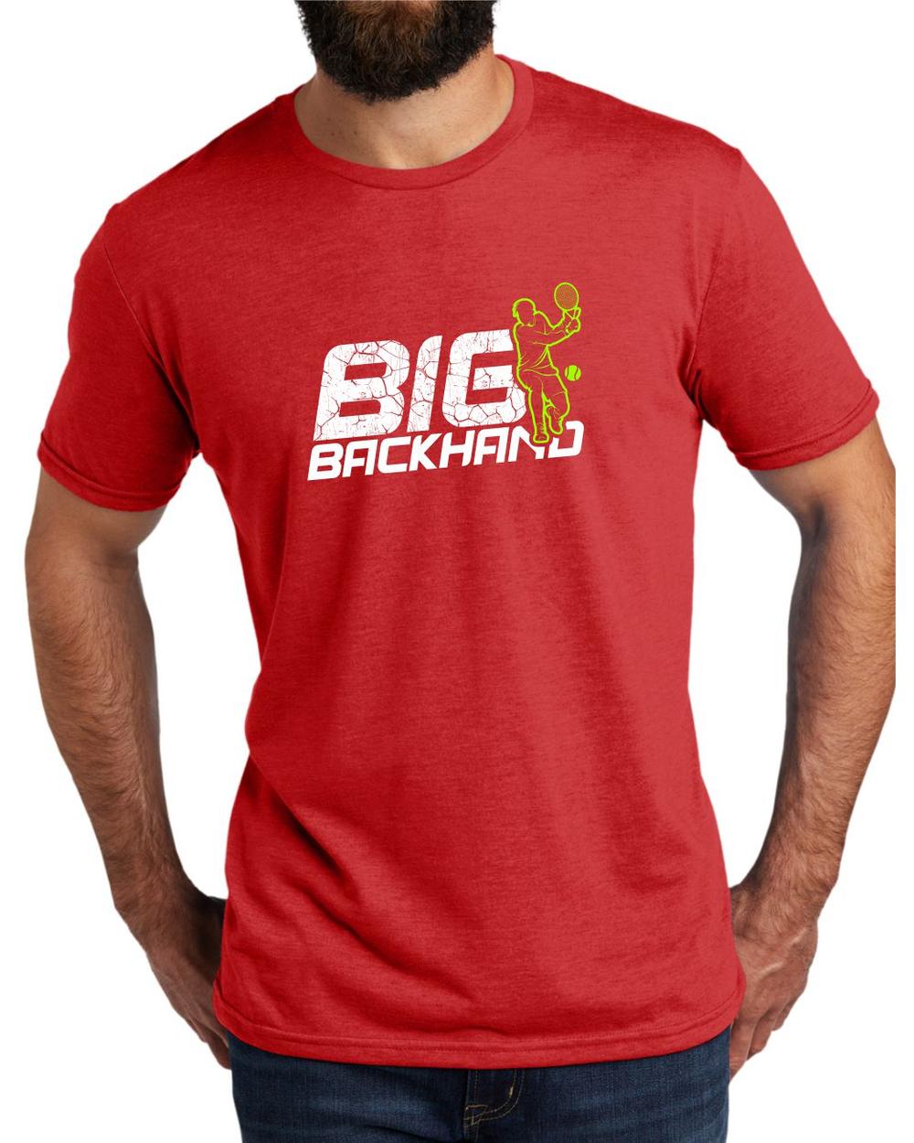 AL2004T16 Men's Tri-Blend Big Backhand Tennis LifeStyle T-Shirt, color: Rise Up Red