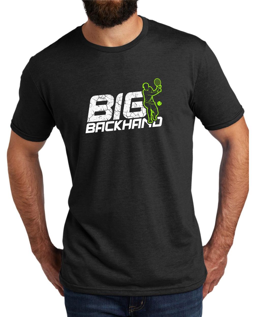 AL2004T16 Men's Tri-Blend Big Backhand Tennis LifeStyle T-Shirt, color: Space Black