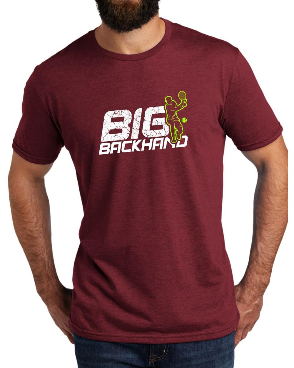 AL2004T16 Men's Tri-Blend Big Backhand Tennis LifeStyle T-Shirt, color: Vino Red