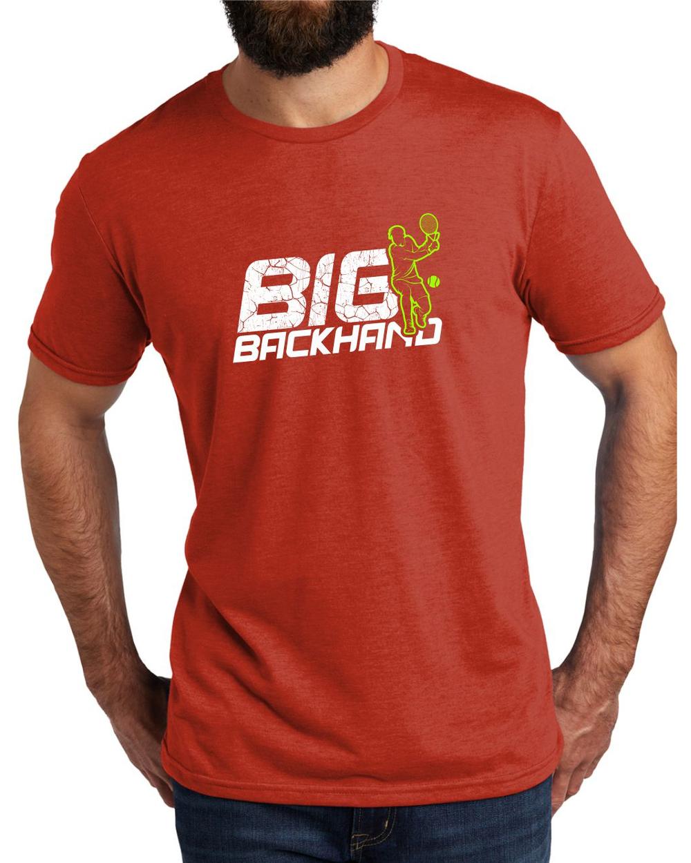AL2004T16 Men's Tri-Blend Big Backhand Tennis LifeStyle T-Shirt, color: Desert Sun