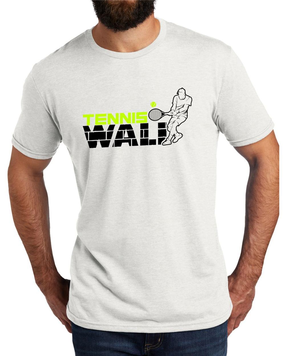BMT Men's Tri-Blend Tennis Wall LifeStyle T-Shirt, color: Fairly White