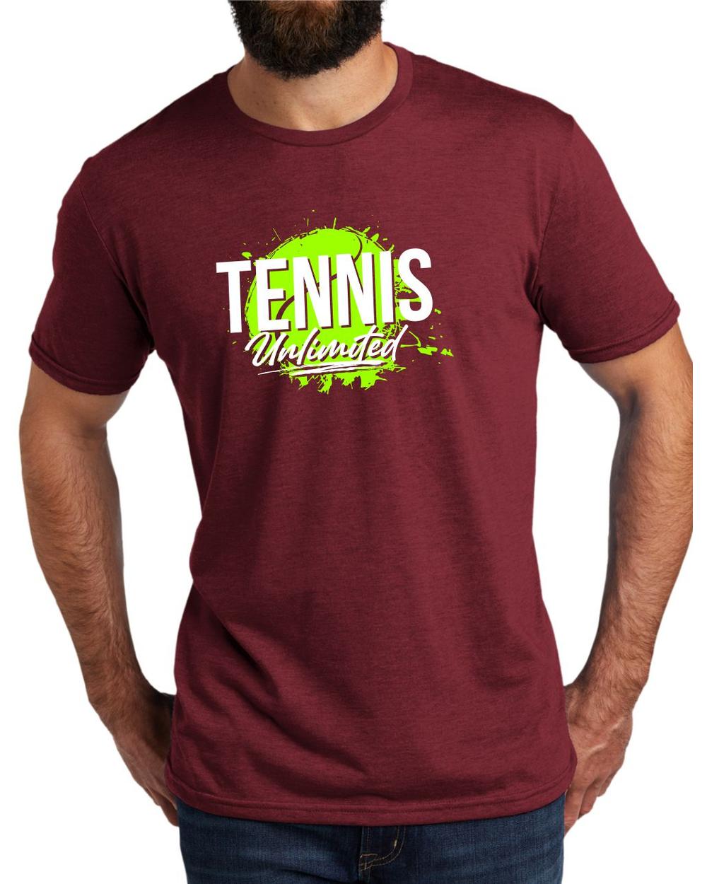 BMT Men's Tri-Blend Tennis Unlimited LifeStyle T-Shirt, color: Vino Red