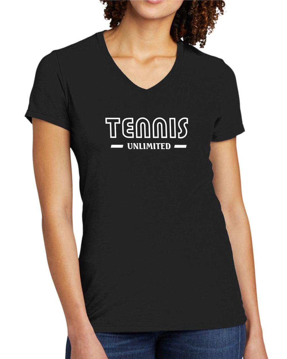 BMT Women's Tri-Blend V-Neck Tennis Unlimited LifeStyle T-Shirt, color: Deep Black