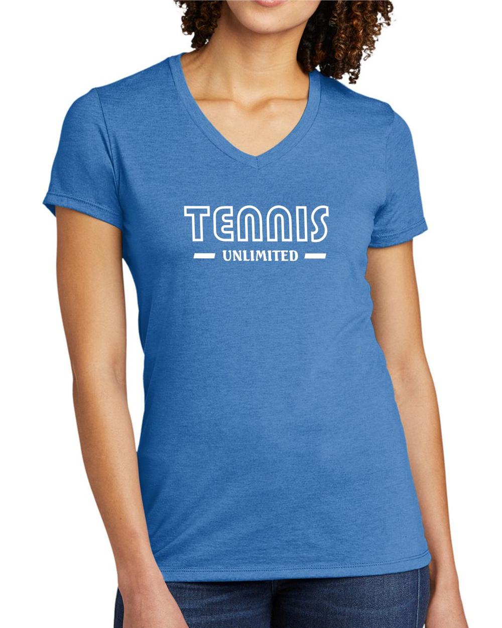 BMT Women's Tri-Blend V-Neck Tennis Unlimited LifeStyle T-Shirt, color: Azure Blue