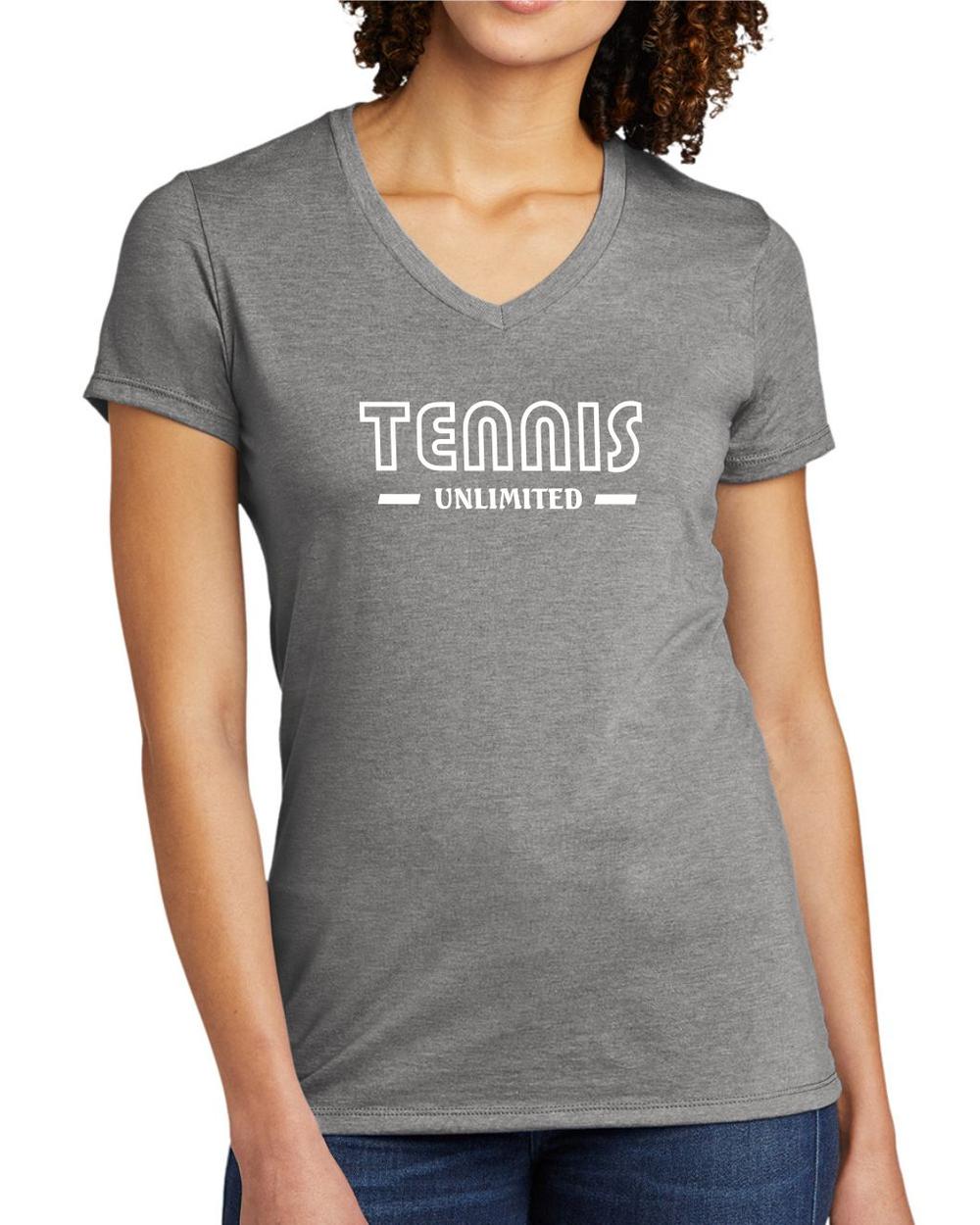 BMT Women's Tri-Blend V-Neck Tennis Unlimited LifeStyle T-Shirt, color: Aluminum Grey