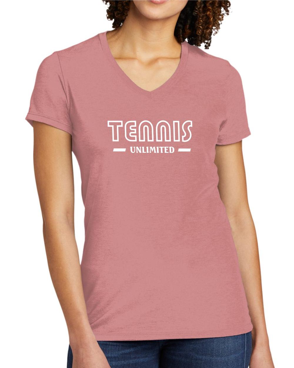 BMT Women's Tri-Blend V-Neck Tennis Unlimited LifeStyle T-Shirt, color: Vintage Rose