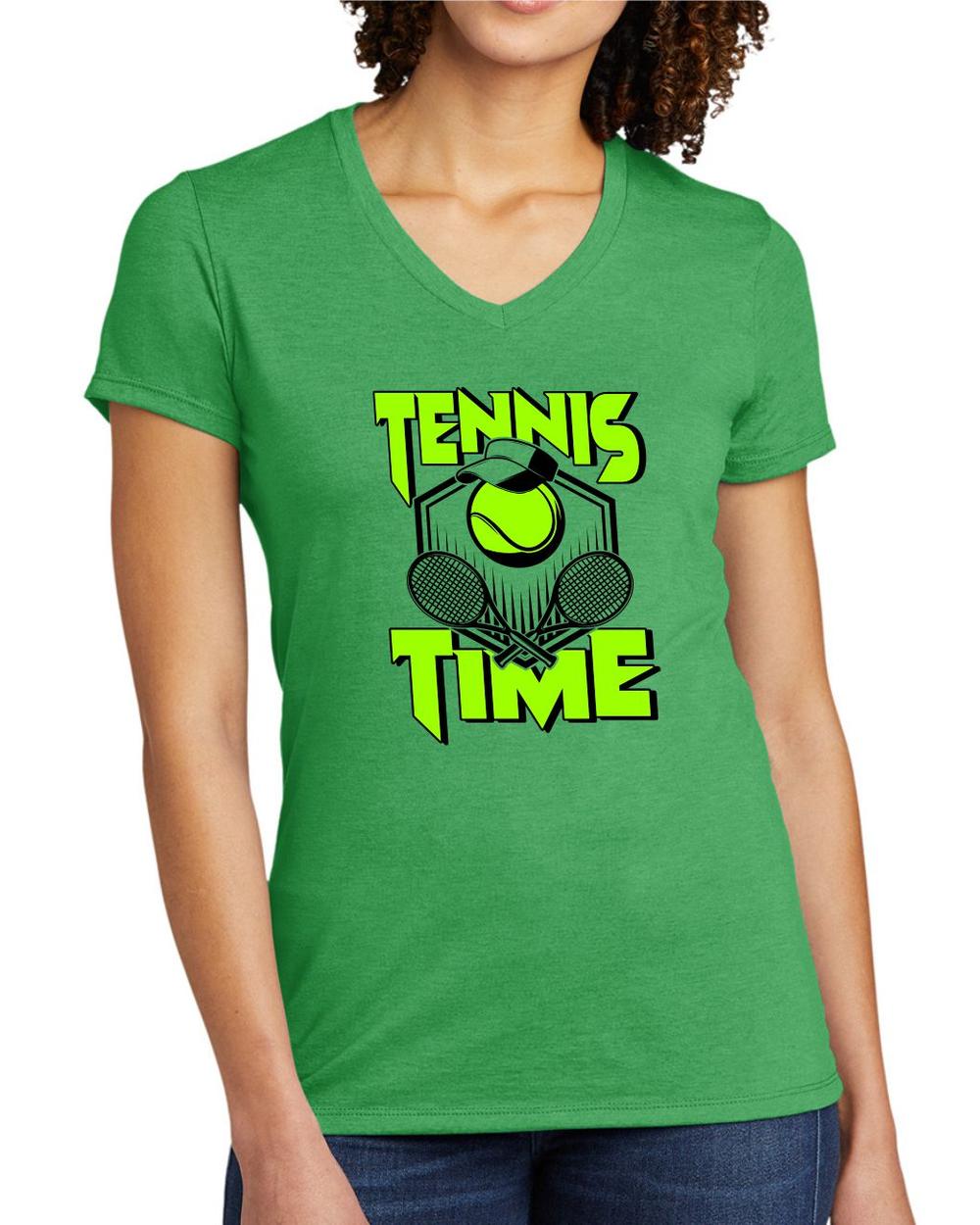 BMT Women's Tri-Blend V-Neck Tennis Time LifeStyle T-Shirt, color: Enviro Green