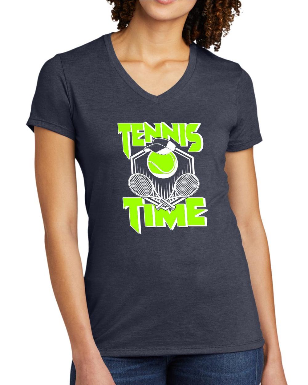 BMT Women's Tri-Blend V-Neck Tennis Time LifeStyle T-Shirt, color: Rebel Blue