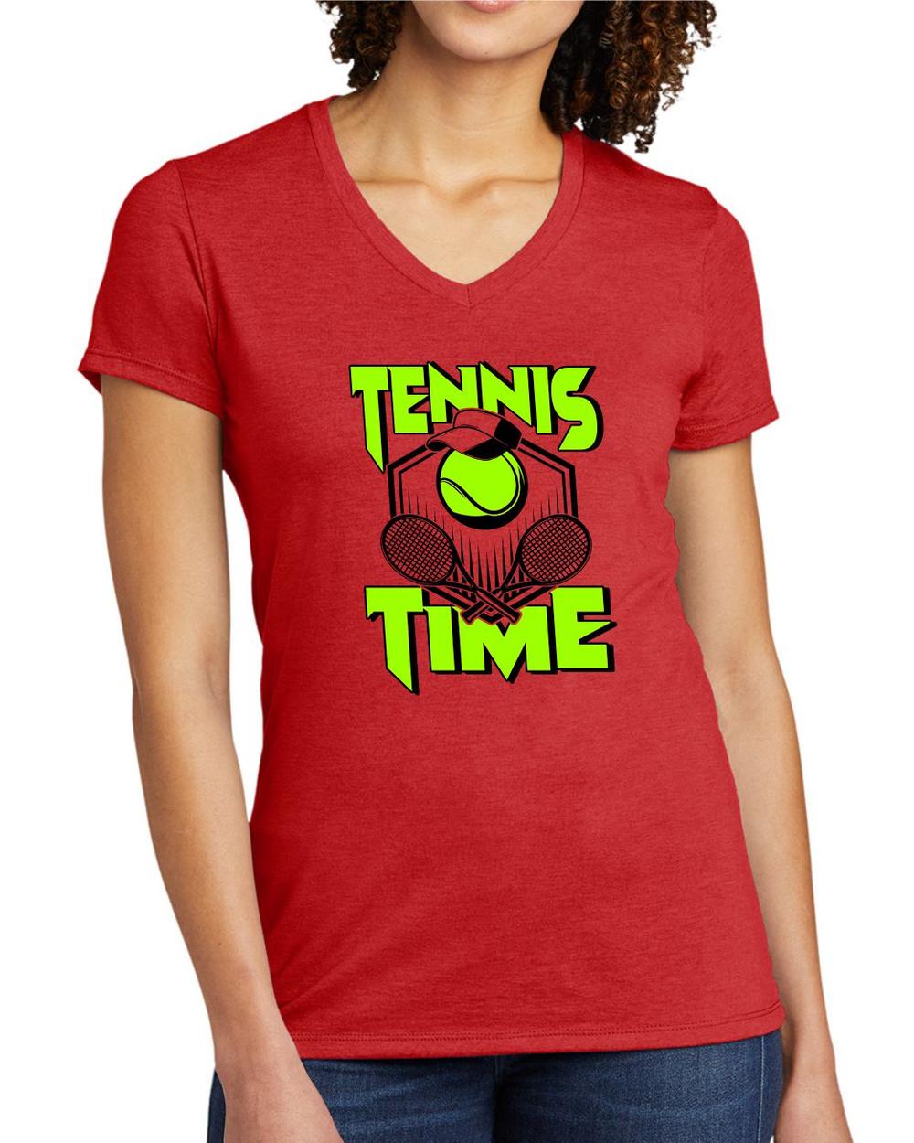 BMT Women's Tri-Blend V-Neck Tennis Time LifeStyle T-Shirt, color: Rise Up Red