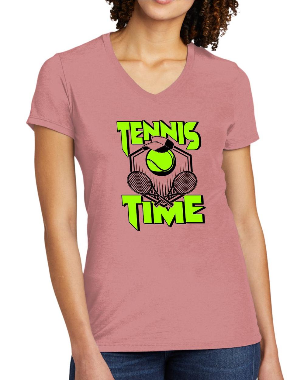 BMT Women's Tri-Blend V-Neck Tennis Time LifeStyle T-Shirt, color: Vintage Rose