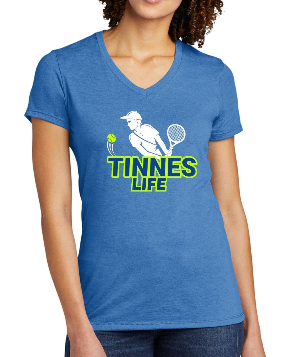 BMT Women's Tri-Blend V-Neck Tennis Life BackHand LifeStyle T-Shirt, color: Azure Blue
