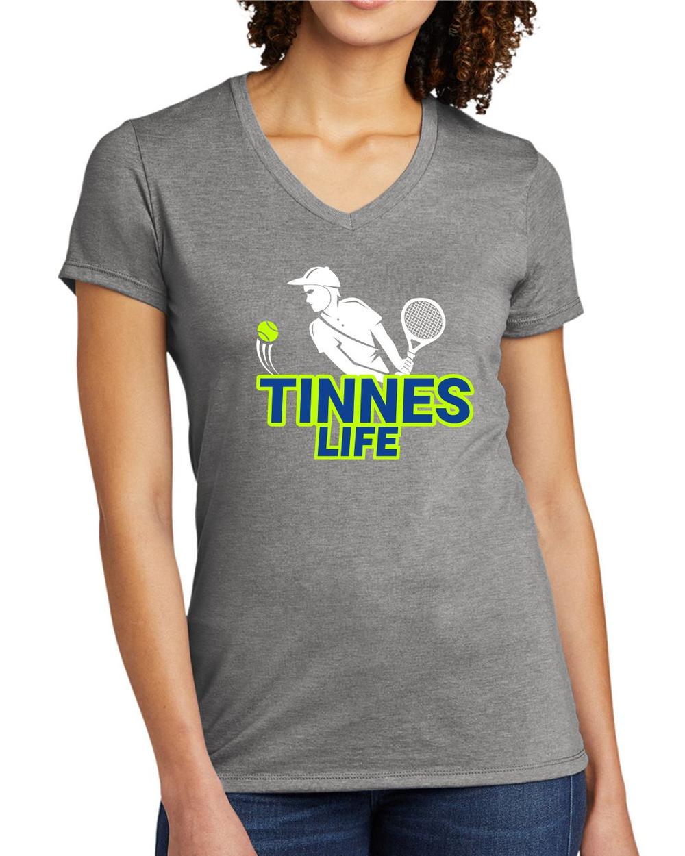 BMT Women's Tri-Blend V-Neck Tennis Life BackHand LifeStyle T-Shirt, color: Aluminum Grey