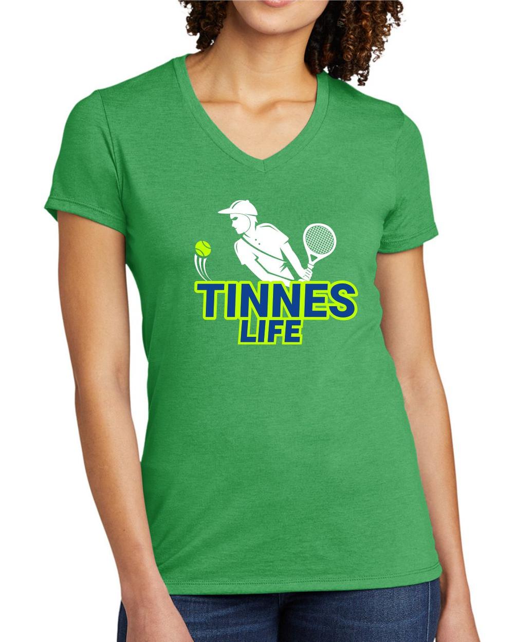 BMT Women's Tri-Blend V-Neck Tennis Life BackHand LifeStyle T-Shirt, color: Enviro Green