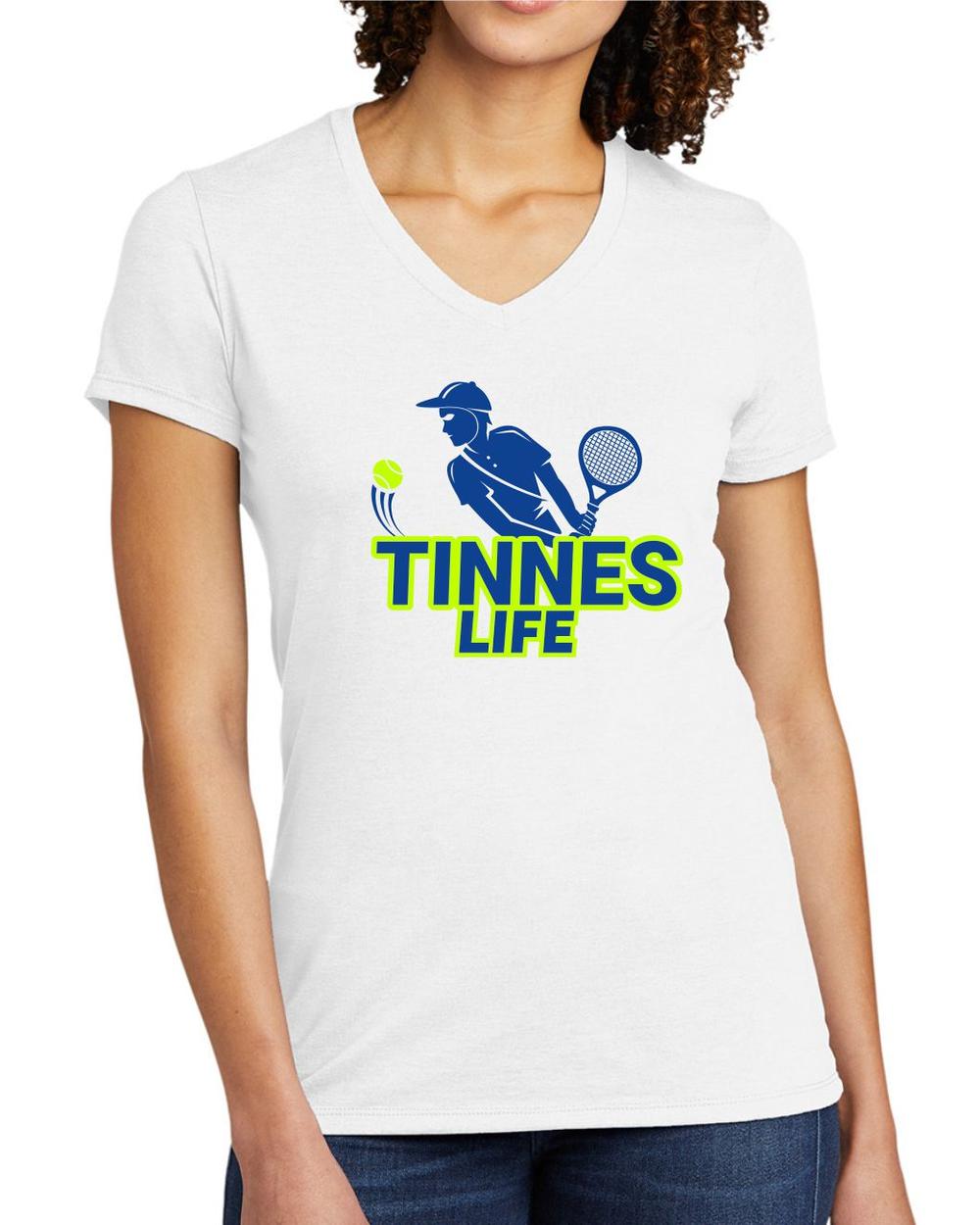 BMT Women's Tri-Blend V-Neck Tennis Life BackHand LifeStyle T-Shirt, color: Fairly White