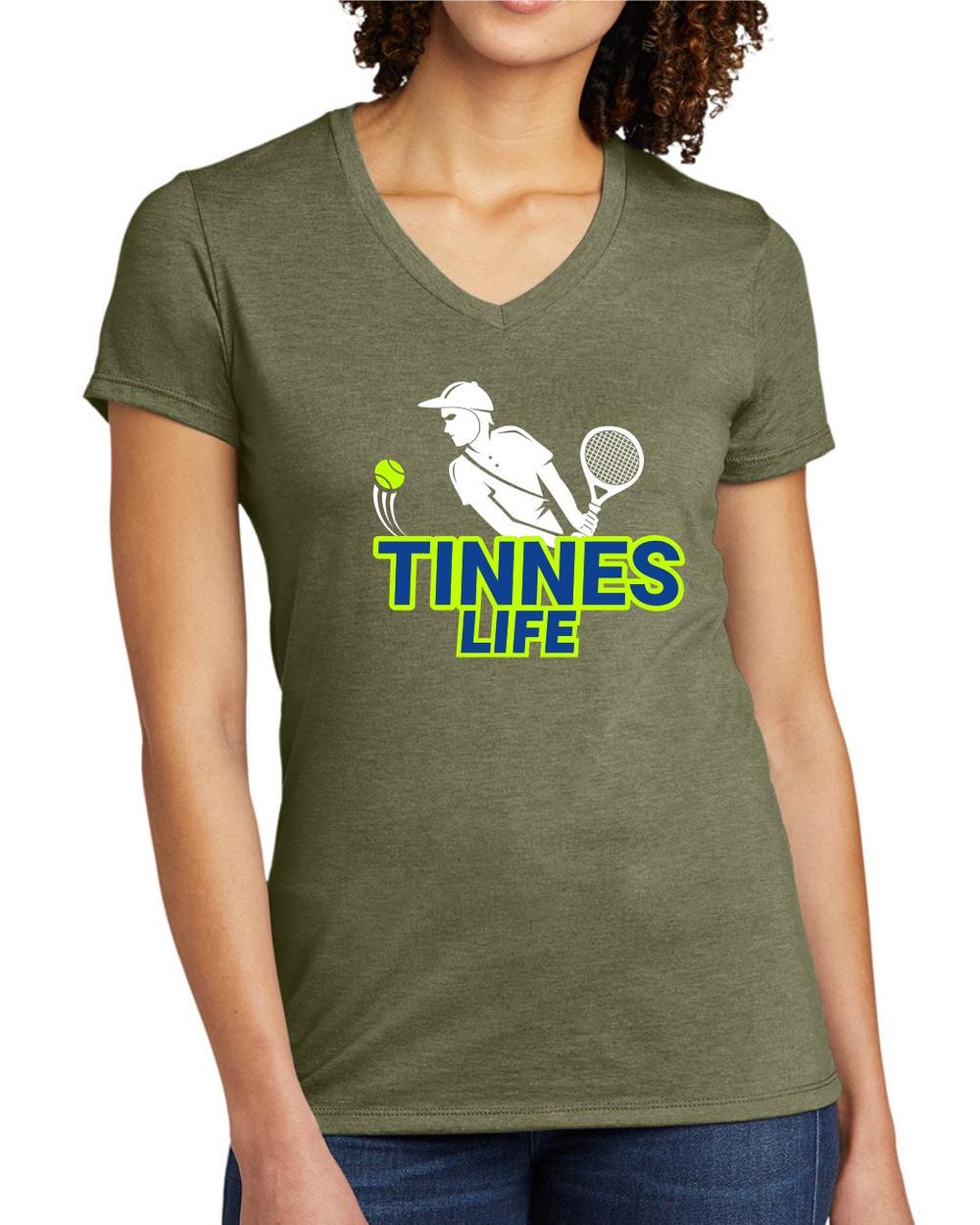 BMT Women's Tri-Blend V-Neck Tennis Life BackHand LifeStyle T-Shirt, color: Olive You Green