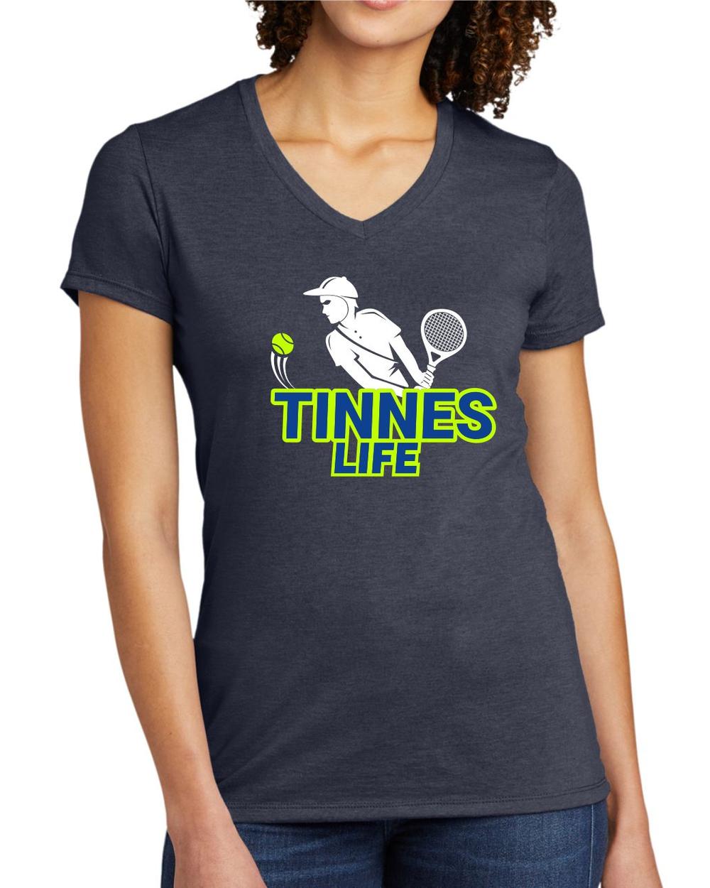 BMT Women's Tri-Blend V-Neck Tennis Life BackHand LifeStyle T-Shirt, color: Rebel Blue