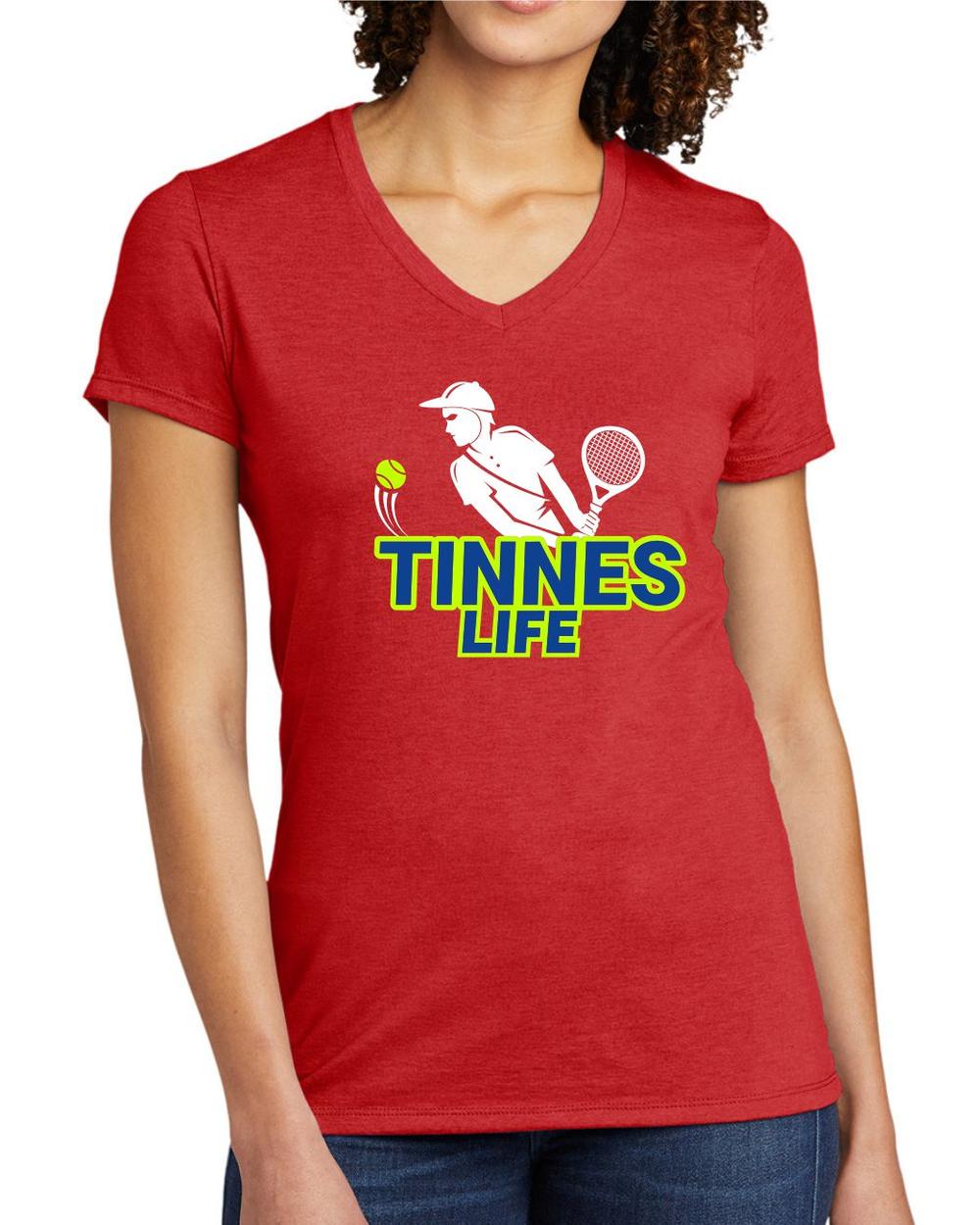 BMT Women's Tri-Blend V-Neck Tennis Life BackHand LifeStyle T-Shirt, color: Rise Up Red