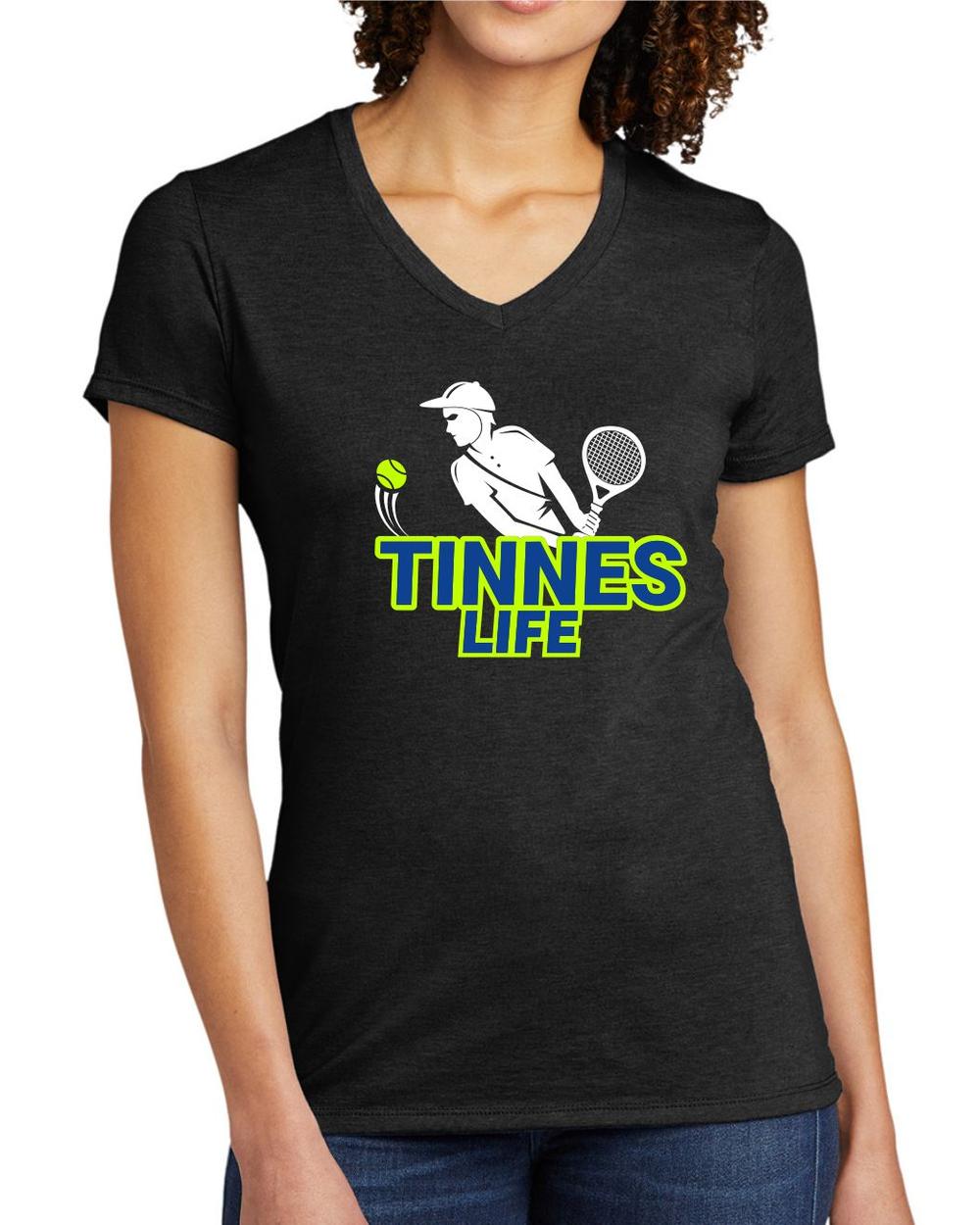 BMT Women's Tri-Blend V-Neck Tennis Life BackHand LifeStyle T-Shirt, color: Space Black