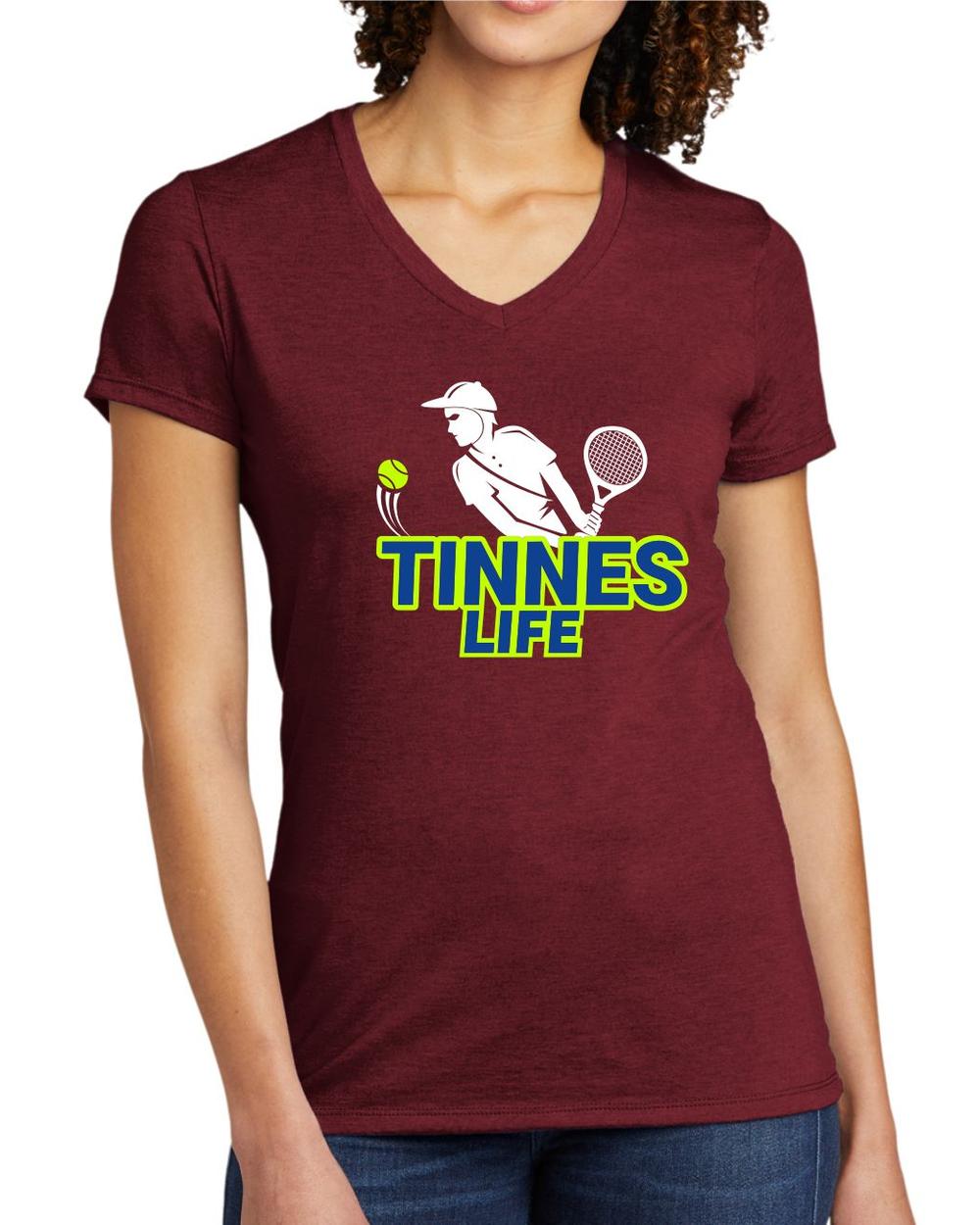 BMT Women's Tri-Blend V-Neck Tennis Life BackHand LifeStyle T-Shirt, color: Vino Red
