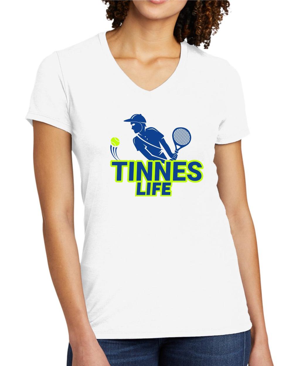 BMT Women's Tri-Blend V-Neck Tennis Life BackHand LifeStyle T-Shirt, color: Bright White