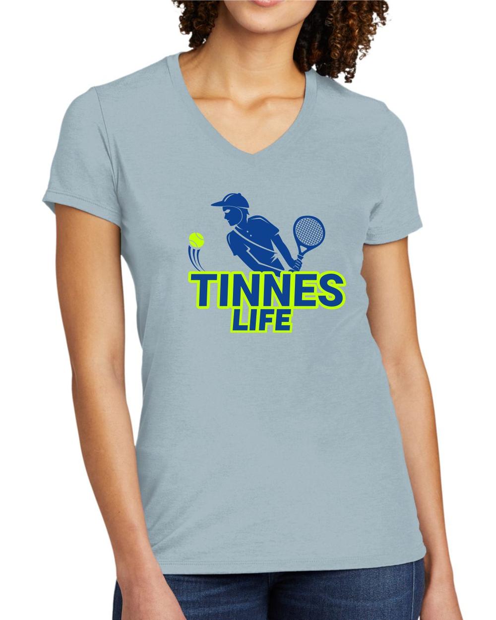 BMT Women's Tri-Blend V-Neck Tennis Life BackHand LifeStyle T-Shirt, color: I Like You Blue