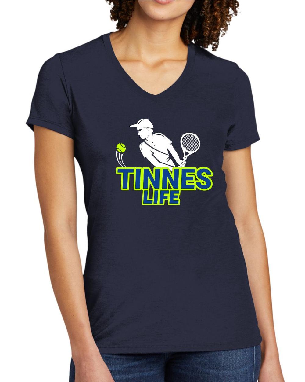 BMT Women's Tri-Blend V-Neck Tennis Life BackHand LifeStyle T-Shirt, color: Night Sky Navy