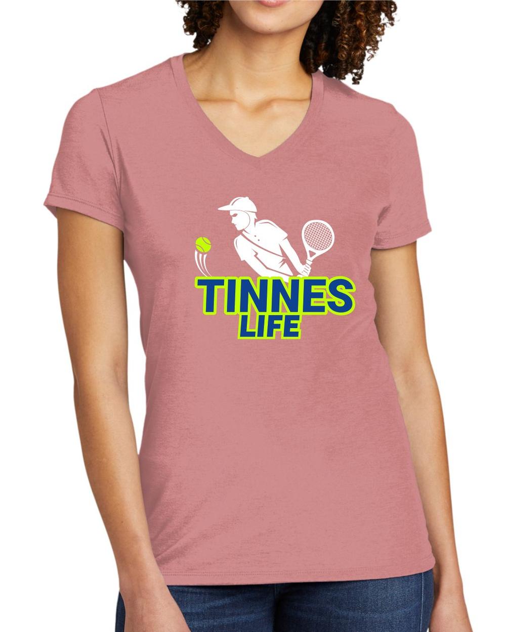 BMT Women's Tri-Blend V-Neck Tennis Life BackHand LifeStyle T-Shirt, color: Vintage Rose