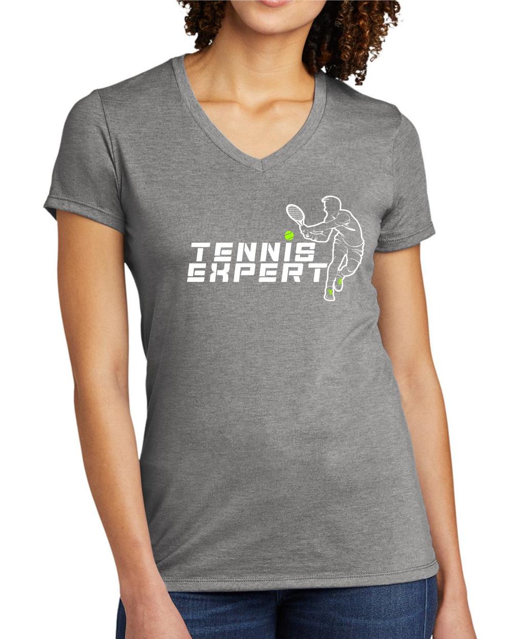 BMT Women's Tri-Blend V-Neck Tennis Expert LifeStyle T-Shirt, color: Aluminum Grey