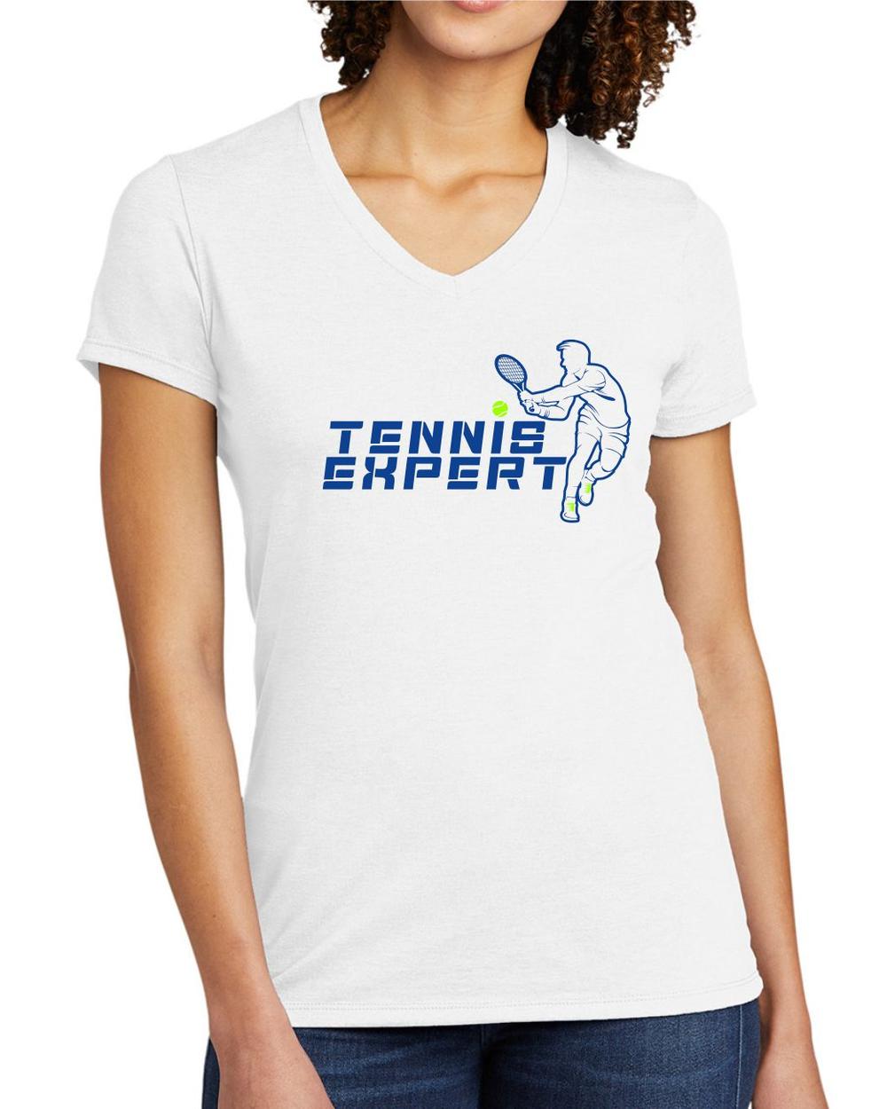 BMT Women's Tri-Blend V-Neck Tennis Expert LifeStyle T-Shirt, color: Fairly White