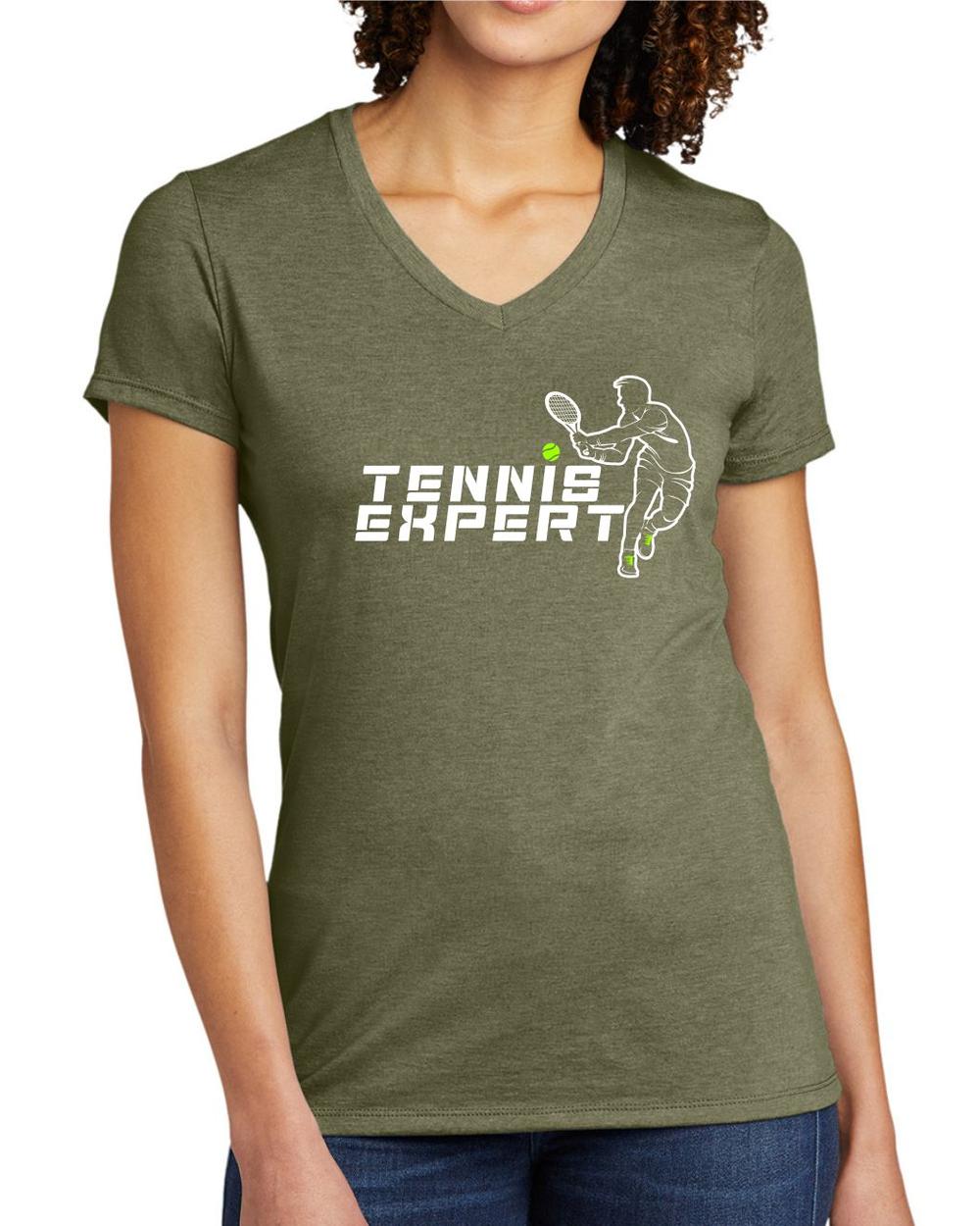 BMT Women's Tri-Blend V-Neck Tennis Expert LifeStyle T-Shirt, color: Olive You Green