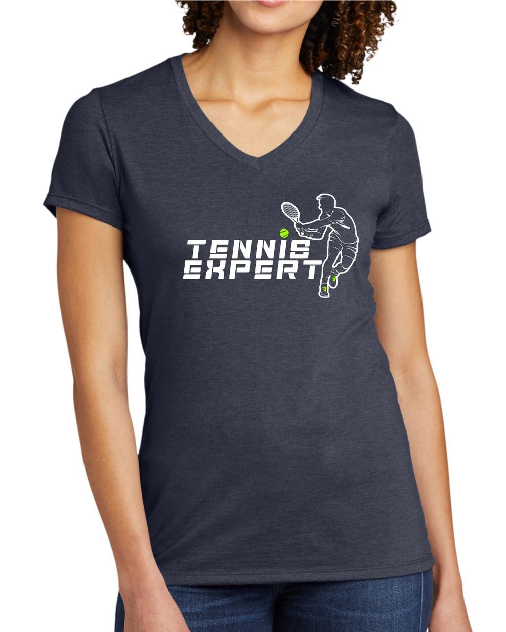 BMT Women's Tri-Blend V-Neck Tennis Expert LifeStyle T-Shirt, color: Rebel Blue