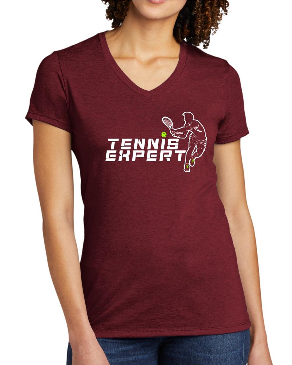 BMT Women's Tri-Blend V-Neck Tennis Expert LifeStyle T-Shirt, color: Vino Red