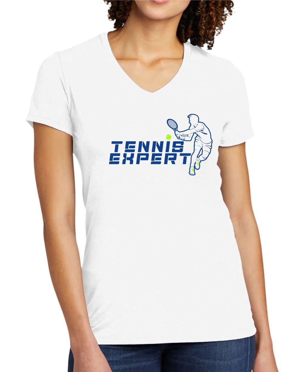 BMT Women's Tri-Blend V-Neck Tennis Expert LifeStyle T-Shirt, color: Bright White