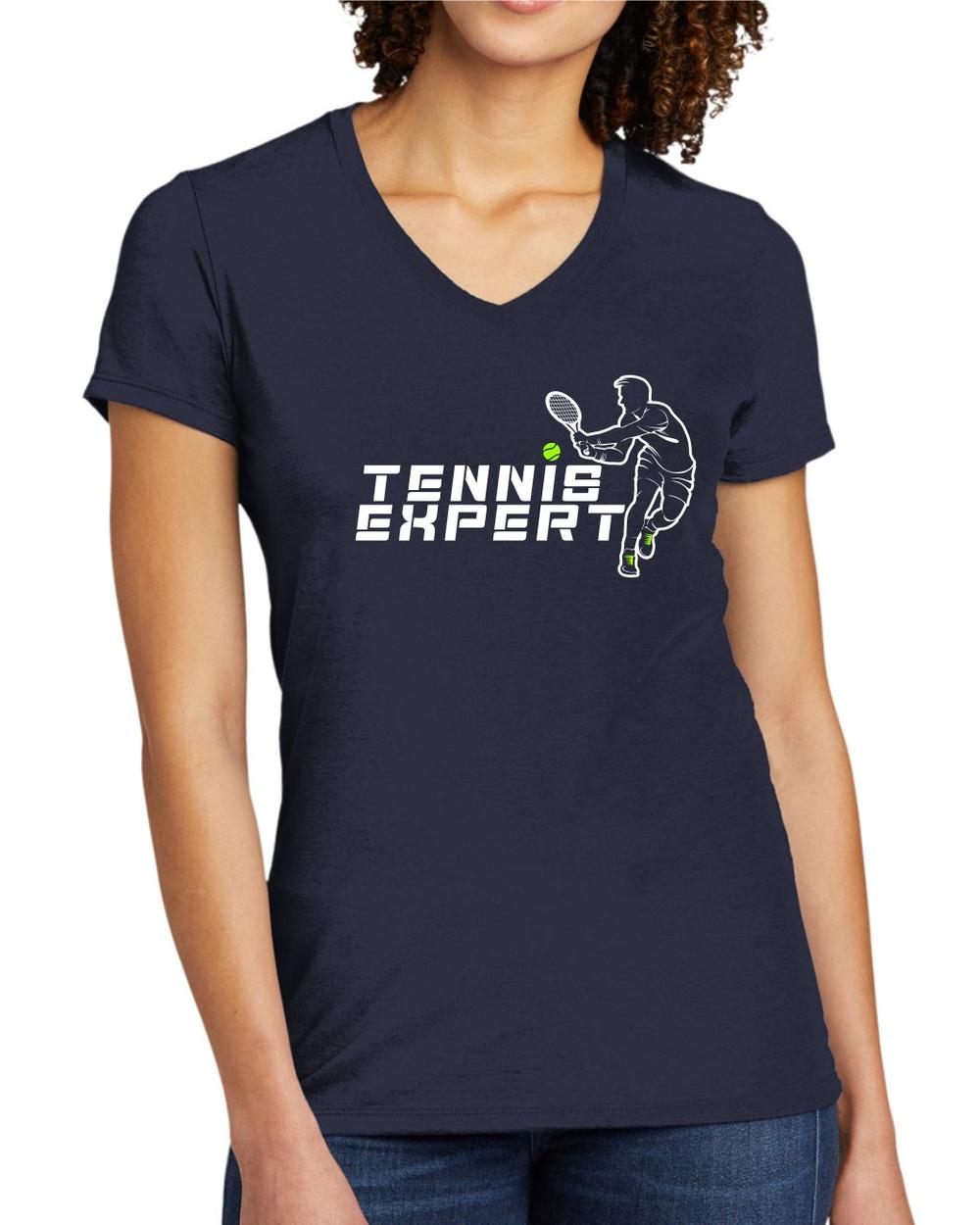 BMT Women's Tri-Blend V-Neck Tennis Expert LifeStyle T-Shirt, color: Night Sky Navy