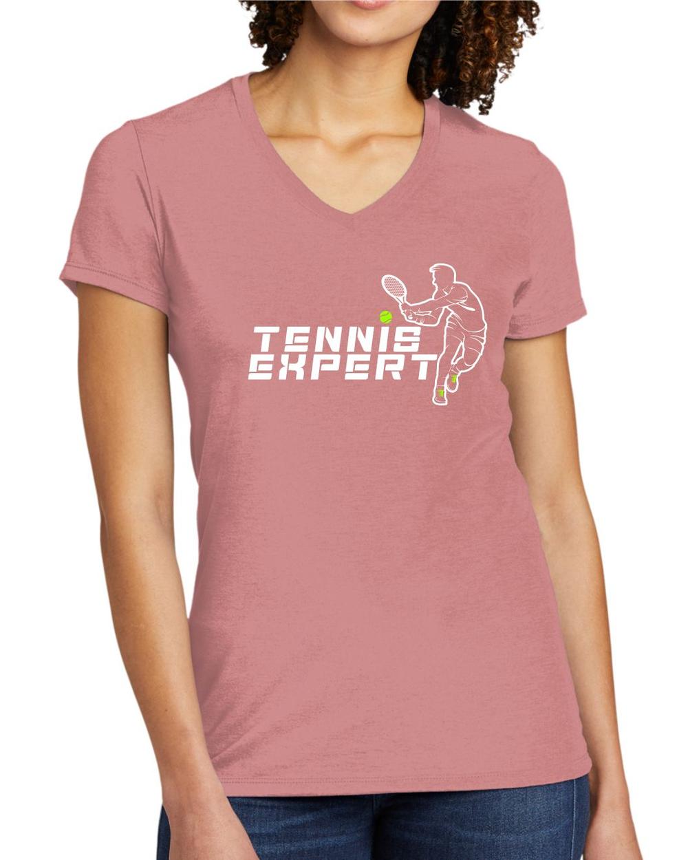 BMT Women's Tri-Blend V-Neck Tennis Expert LifeStyle T-Shirt, color: Vintage Rose