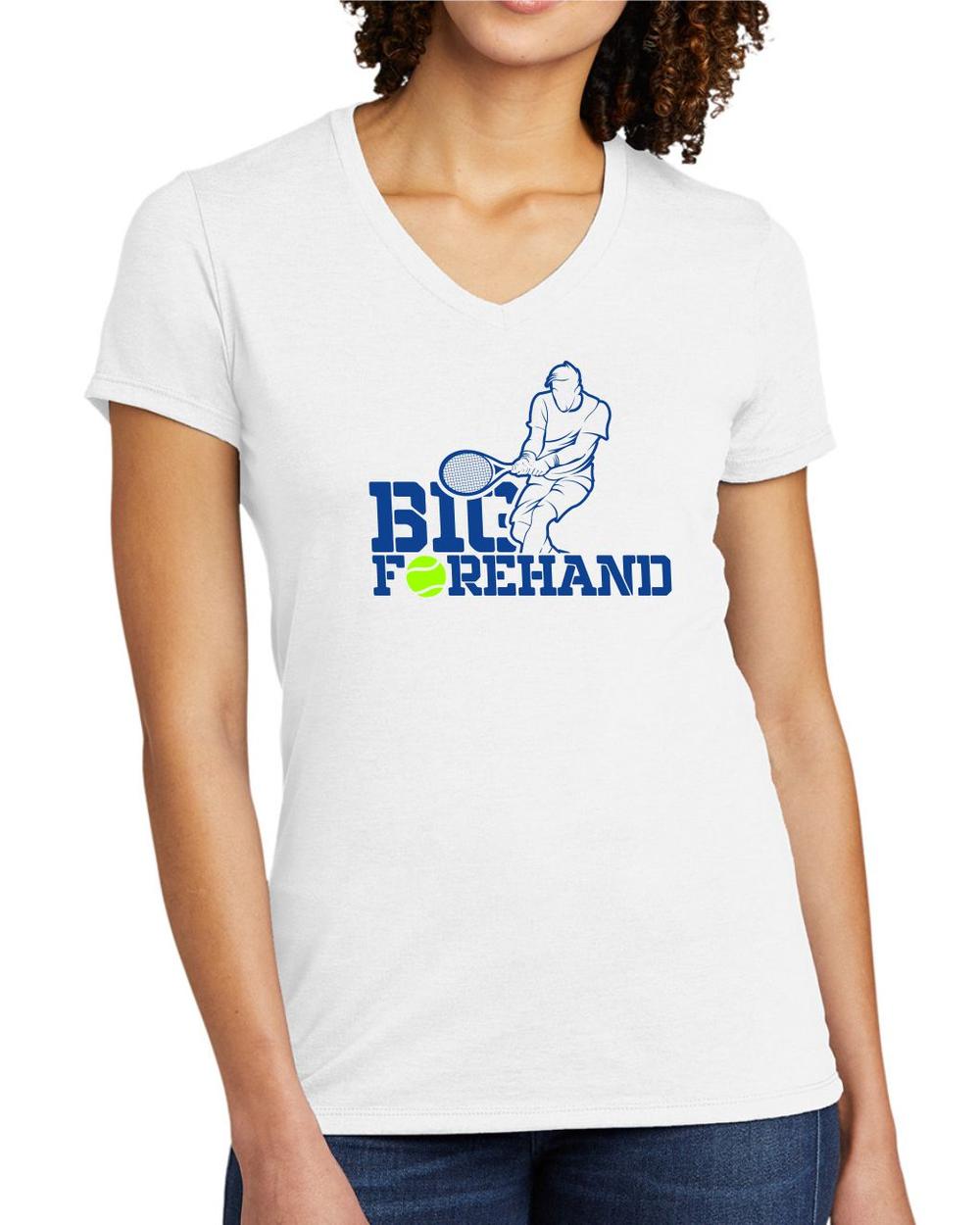 BMT Women's Tri-Blend V-Neck Big Forehand Tennis LifeStyle T-Shirt, color: Fairly White