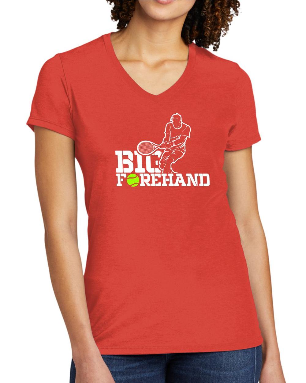 BMT Women's Tri-Blend V-Neck Big Forehand Tennis LifeStyle T-Shirt, color: Desert Sun