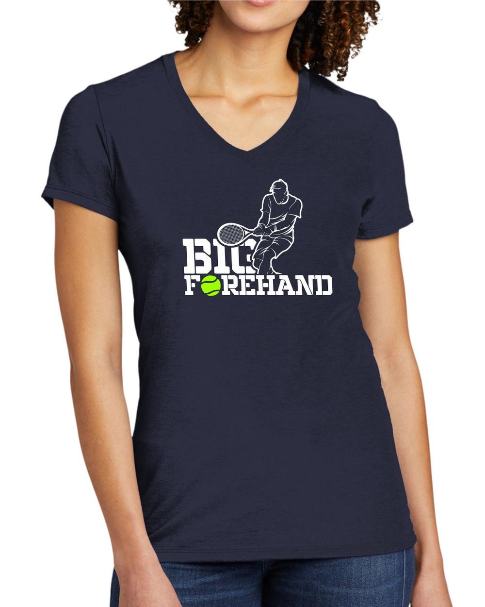 BMT Women's Tri-Blend V-Neck Big Forehand Tennis LifeStyle T-Shirt, color: Night Sky Navy