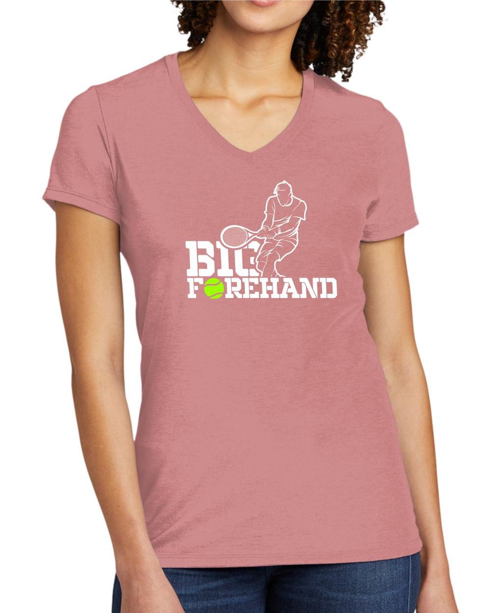 BMT Women's Tri-Blend V-Neck Big Forehand Tennis LifeStyle T-Shirt, color: Vintage Rose