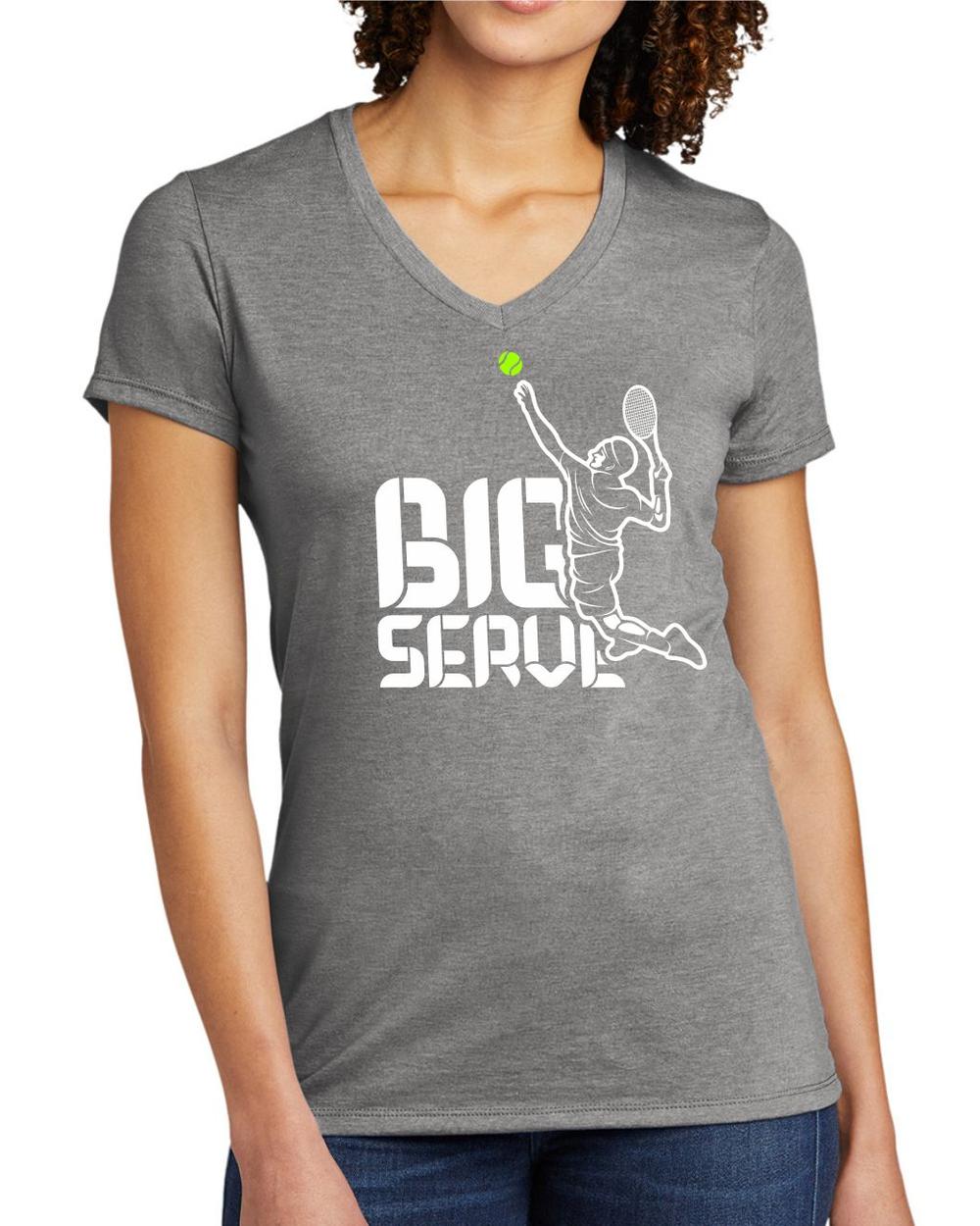 BMT Women's Tri-Blend V-Neck Big Serve Tennis LifeStyle T-Shirt, color: Aluminum Grey