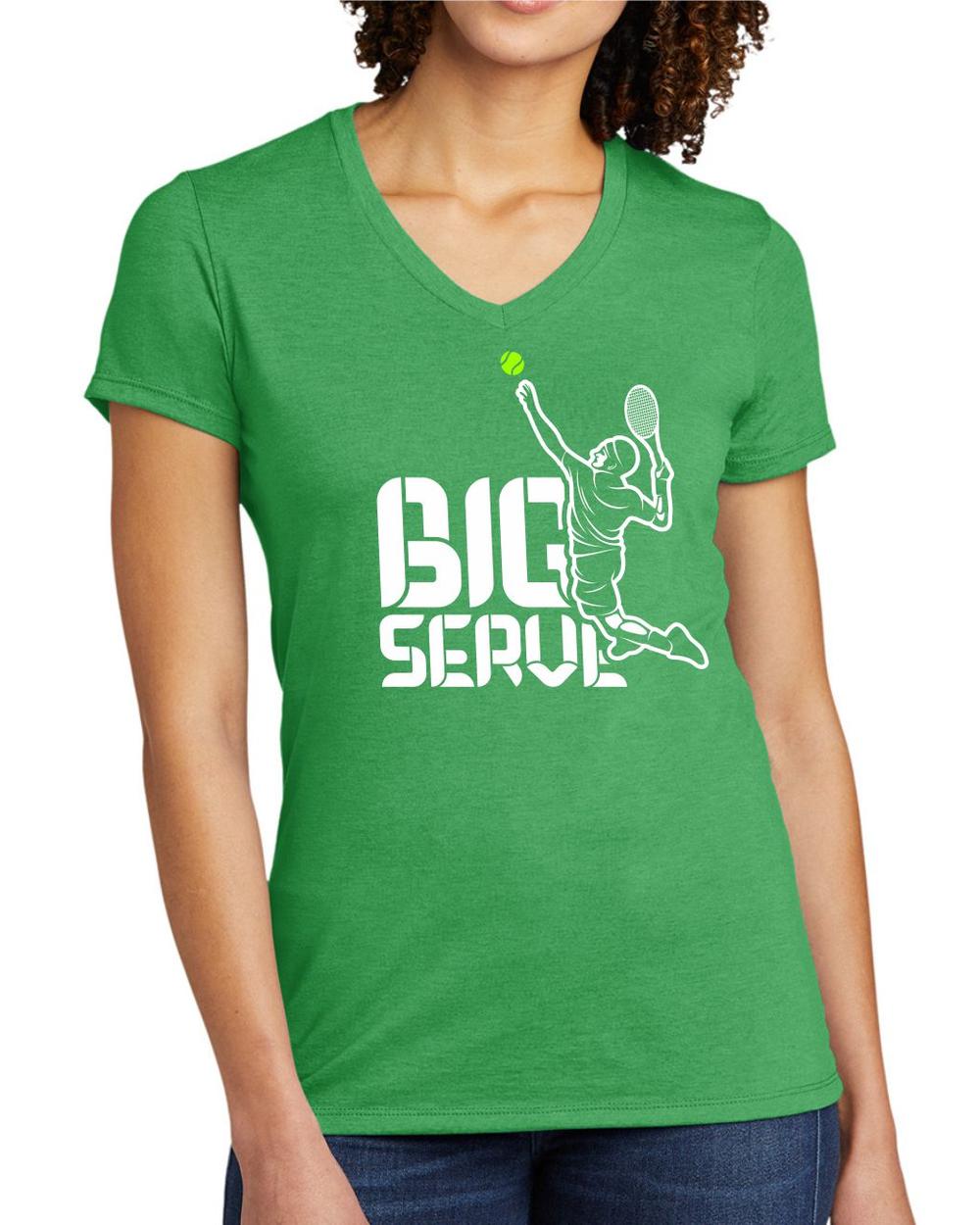 BMT Women's Tri-Blend V-Neck Big Serve Tennis LifeStyle T-Shirt, color: Enviro Green