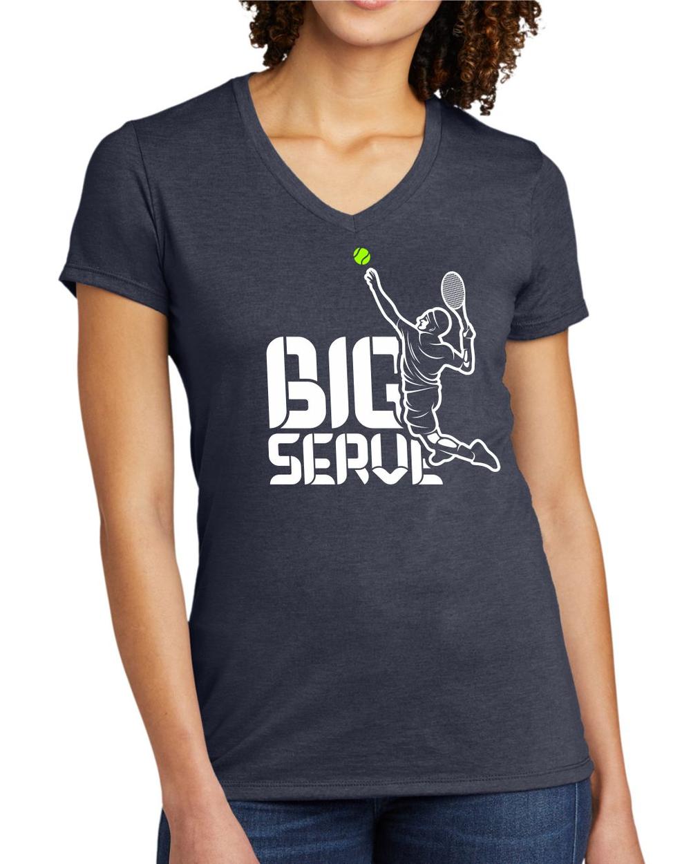 BMT Women's Tri-Blend V-Neck Big Serve Tennis LifeStyle T-Shirt, color: Rebel Blue