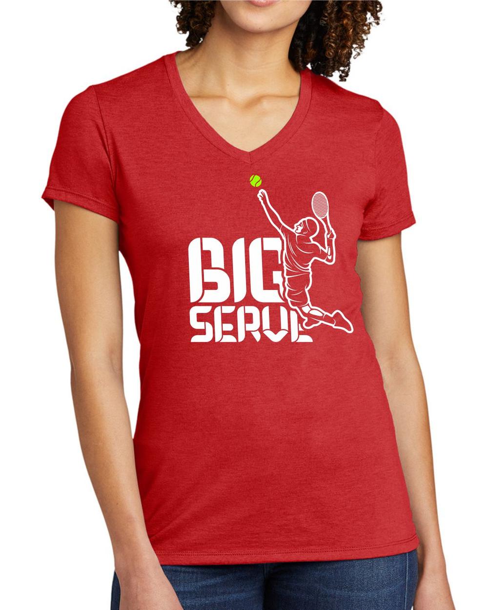 BMT Women's Tri-Blend V-Neck Big Serve Tennis LifeStyle T-Shirt, color: Rise Up Red
